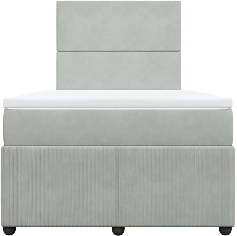 vidaXL Κρεβάτι Boxspring με Στρώμα Ανοιχτό Γκρι 120x190 εκ. Βελούδινο