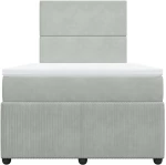 vidaXL Κρεβάτι Boxspring με Στρώμα Ανοιχτό Γκρι 120x190 εκ. Βελούδινο
