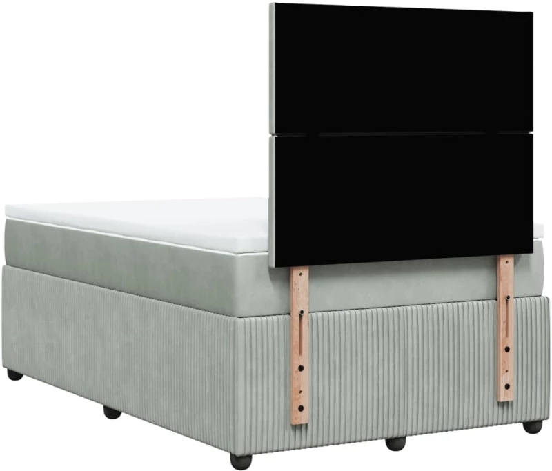 vidaXL Κρεβάτι Boxspring με Στρώμα Ανοιχτό Γκρι 120x190 εκ. Βελούδινο