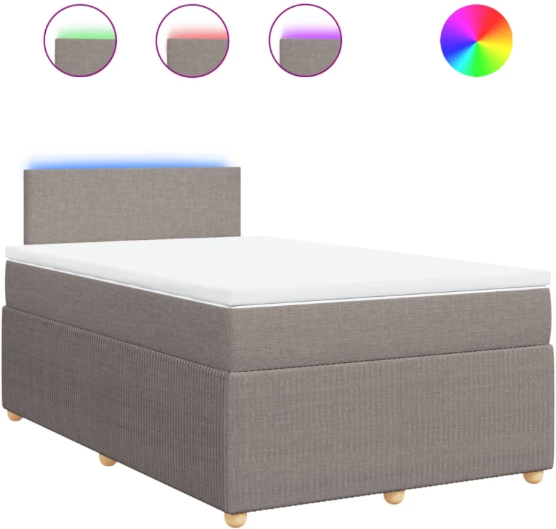vidaXL Κρεβάτι Boxspring με Στρώμα Taupe 120x190 εκ. Υφασμάτινο
