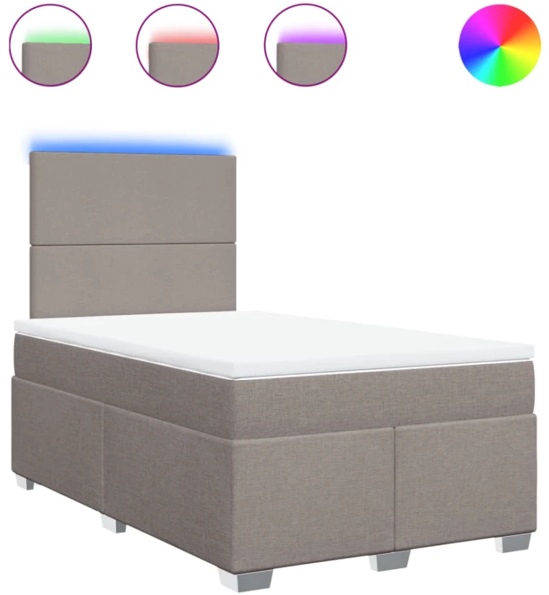 vidaXL Κρεβάτι Boxspring με Στρώμα Taupe 120x190 εκ. Υφασμάτινο