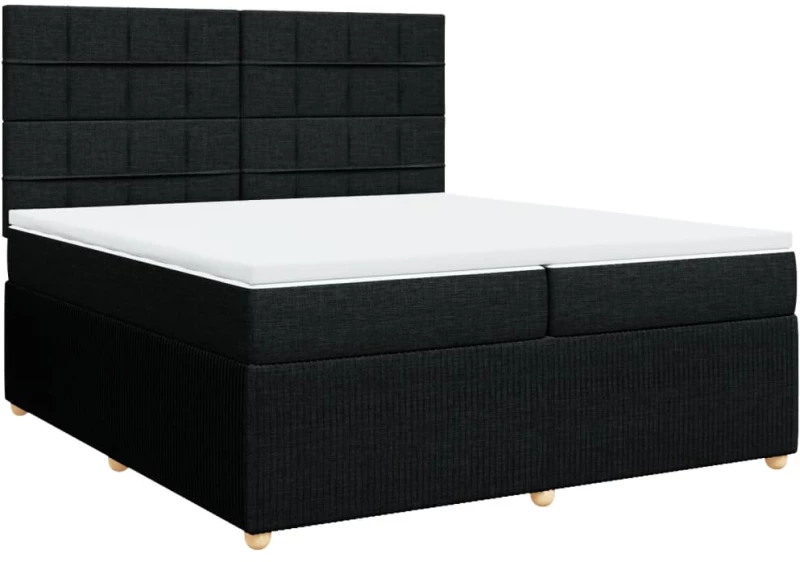 vidaXL Κρεβάτι Boxspring με Στρώμα Μαύρο 200x200 εκ. Υφασμάτινο