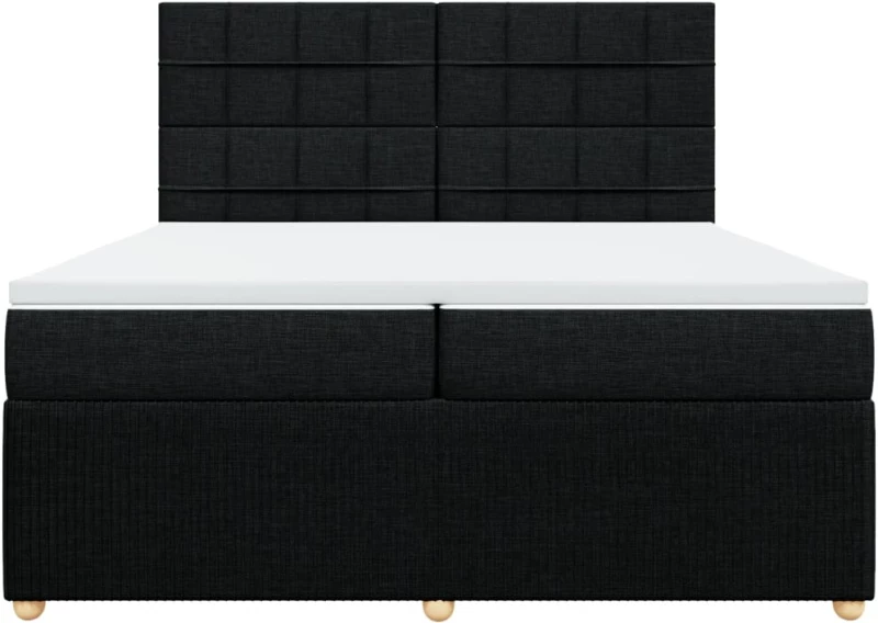 vidaXL Κρεβάτι Boxspring με Στρώμα Μαύρο 200x200 εκ. Υφασμάτινο