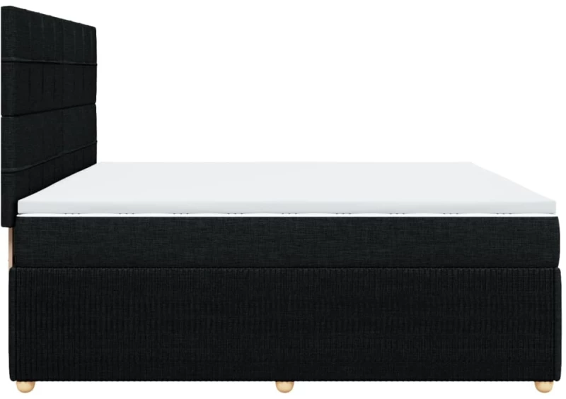 vidaXL Κρεβάτι Boxspring με Στρώμα Μαύρο 200x200 εκ. Υφασμάτινο
