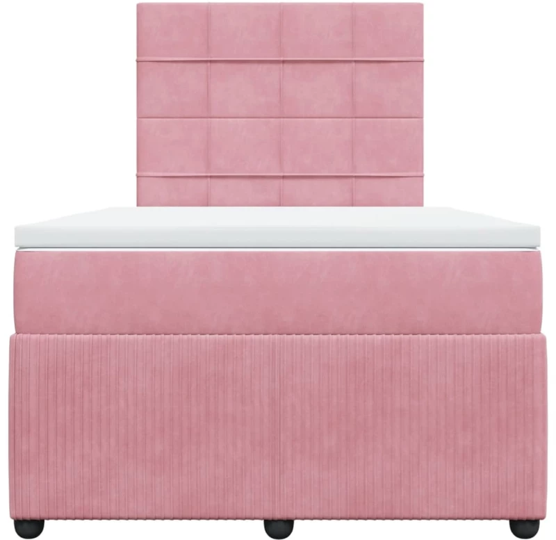 vidaXL Κρεβάτι Boxspring με Στρώμα Ροζ 120x190 εκ. Βελούδινο