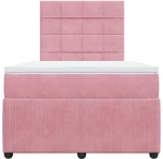 vidaXL Κρεβάτι Boxspring με Στρώμα Ροζ 120x190 εκ. Βελούδινο