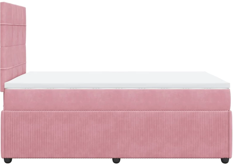 vidaXL Κρεβάτι Boxspring με Στρώμα Ροζ 120x190 εκ. Βελούδινο