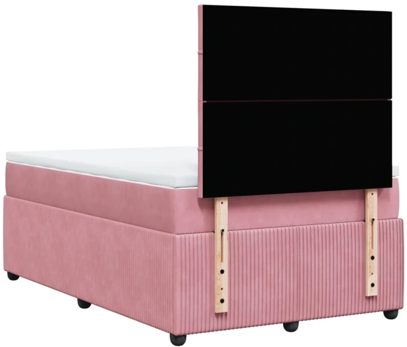 vidaXL Κρεβάτι Boxspring με Στρώμα Ροζ 120x190 εκ. Βελούδινο