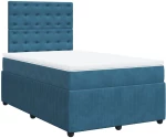 vidaXL Κρεβάτι Boxspring με Στρώμα Σκούρο Μπλε 120x190 εκ. Βελούδινο