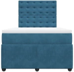 vidaXL Κρεβάτι Boxspring με Στρώμα Σκούρο Μπλε 120x190 εκ. Βελούδινο
