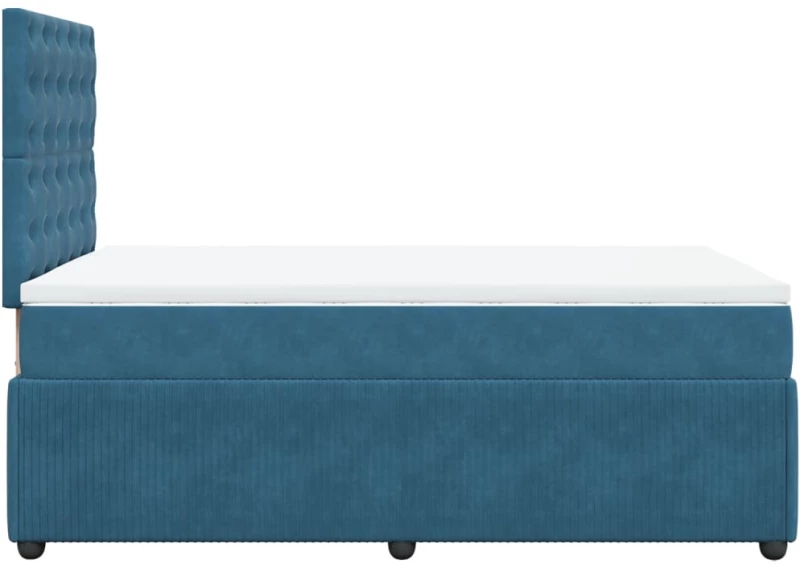 vidaXL Κρεβάτι Boxspring με Στρώμα Σκούρο Μπλε 120x190 εκ. Βελούδινο