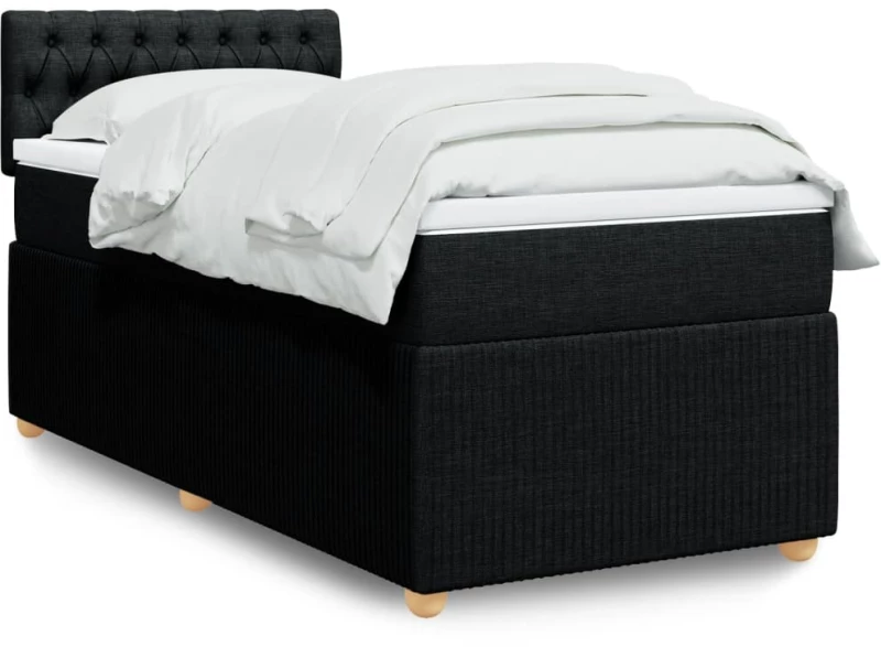 vidaXL Κρεβάτι Boxspring με Στρώμα Μαύρο 100 x 200 εκ. Υφασμάτινο