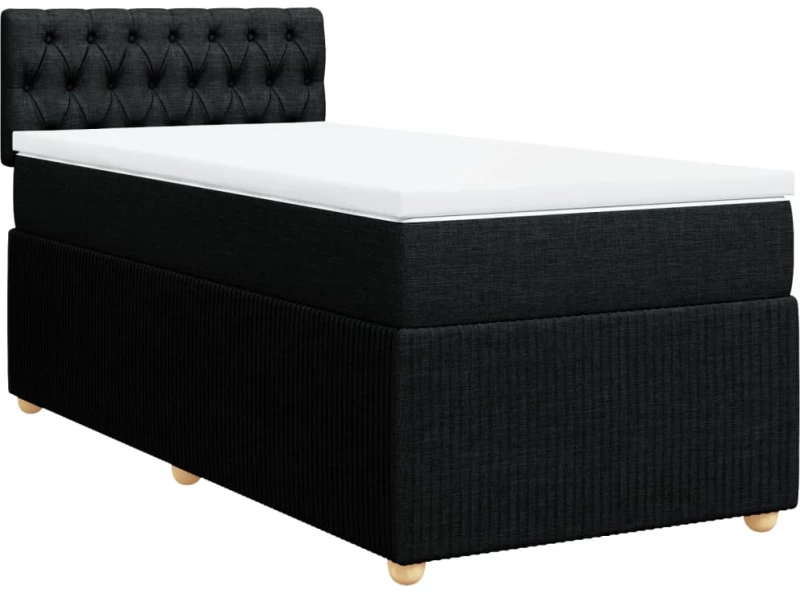 vidaXL Κρεβάτι Boxspring με Στρώμα Μαύρο 100 x 200 εκ. Υφασμάτινο