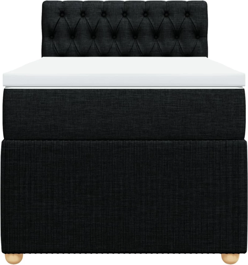 vidaXL Κρεβάτι Boxspring με Στρώμα Μαύρο 100 x 200 εκ. Υφασμάτινο
