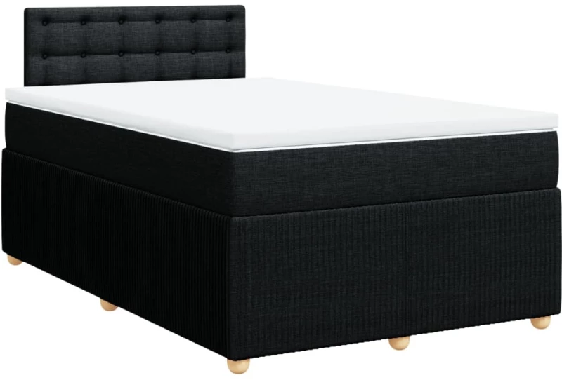 vidaXL Κρεβάτι Boxspring με Στρώμα Μαύρο 120x190 εκ. Υφασμάτινο
