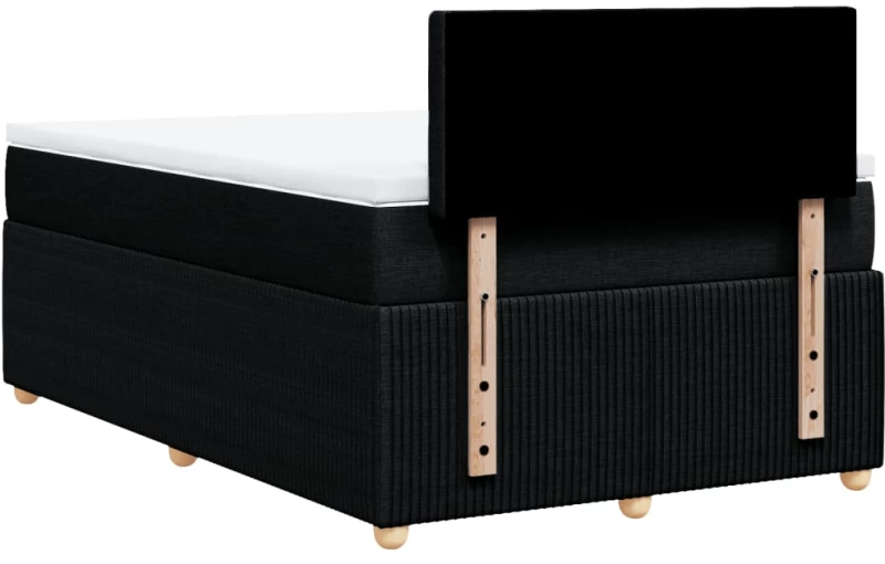 vidaXL Κρεβάτι Boxspring με Στρώμα Μαύρο 120x190 εκ. Υφασμάτινο