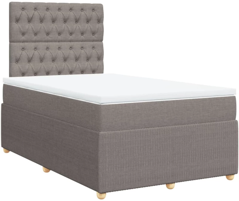 vidaXL Κρεβάτι Boxspring με Στρώμα Taupe 120x190 εκ. Υφασμάτινο