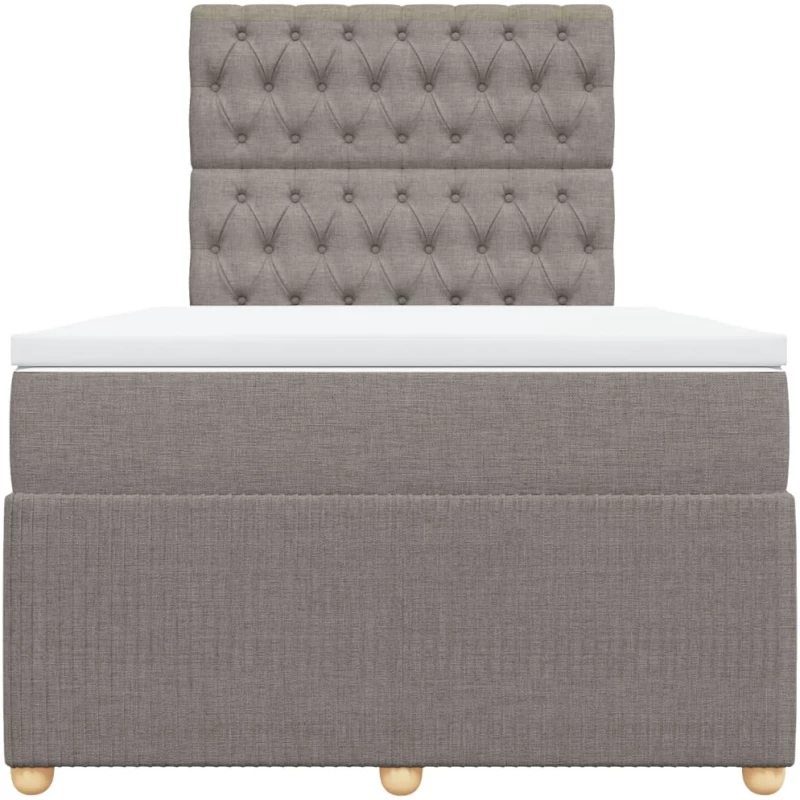vidaXL Κρεβάτι Boxspring με Στρώμα Taupe 120x190 εκ. Υφασμάτινο