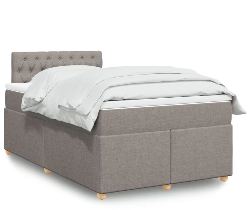vidaXL Κρεβάτι Boxspring με Στρώμα Taupe 120x190 εκ. Υφασμάτινο