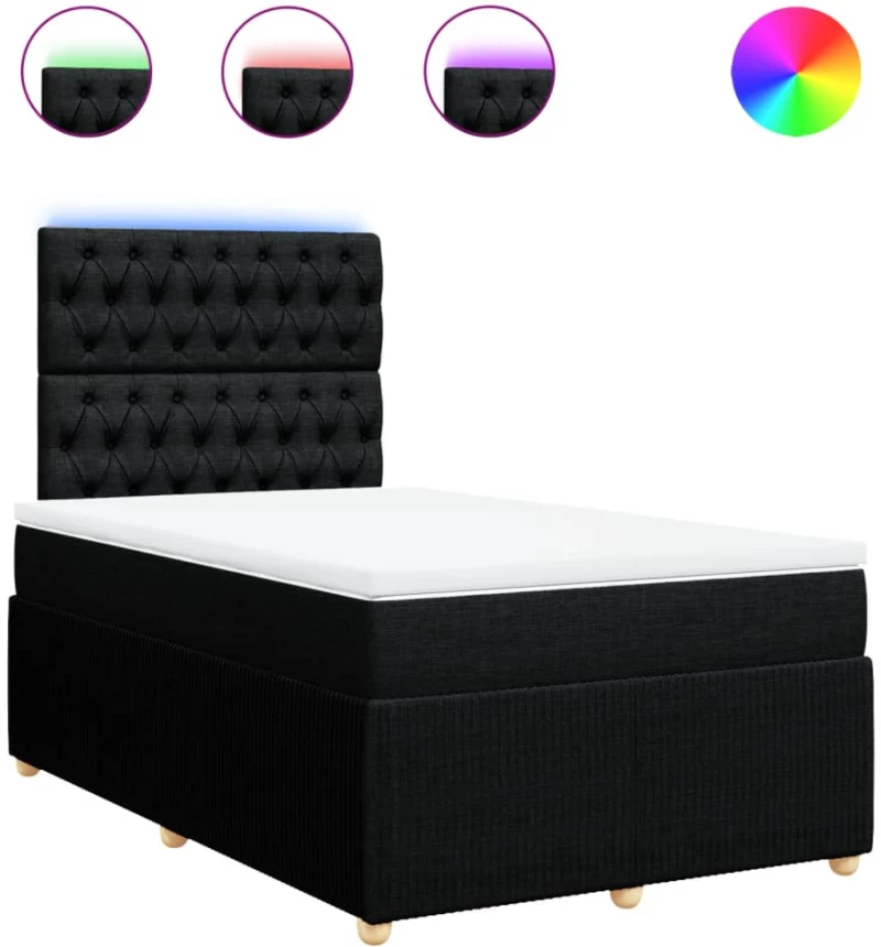 vidaXL Κρεβάτι Boxspring με Στρώμα Μαύρο 120x190 εκ. Υφασμάτινο