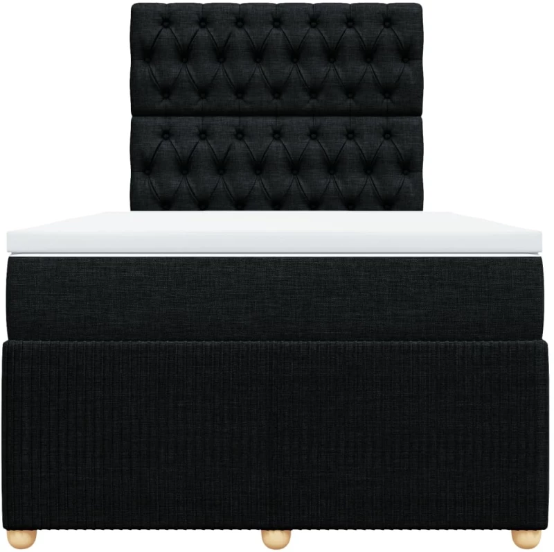 vidaXL Κρεβάτι Boxspring με Στρώμα Μαύρο 120x190 εκ. Υφασμάτινο