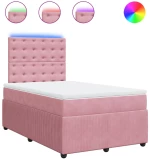 vidaXL Κρεβάτι Boxspring με Στρώμα Ροζ 120x190 εκ. Βελούδινο