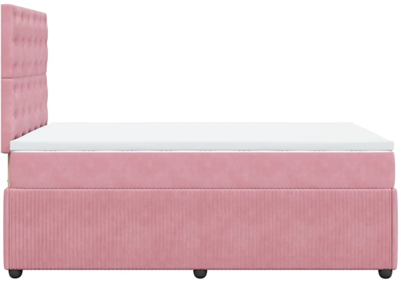 vidaXL Κρεβάτι Boxspring με Στρώμα Ροζ 120x190 εκ. Βελούδινο
