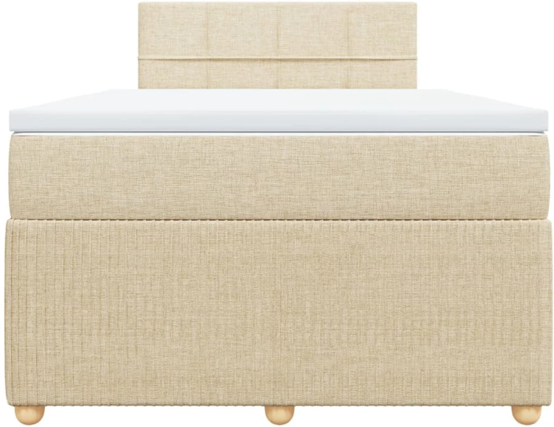 vidaXL Κρεβάτι Boxspring με Στρώμα Κρεμ 120x190 εκ. Υφασμάτινο