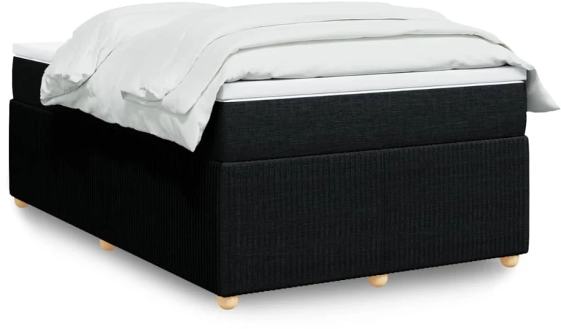 vidaXL Κρεβάτι Boxspring με Στρώμα Μαύρο 120x190 εκ. Υφασμάτινο
