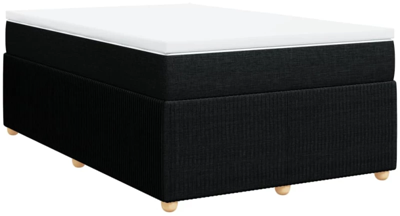 vidaXL Κρεβάτι Boxspring με Στρώμα Μαύρο 120x190 εκ. Υφασμάτινο