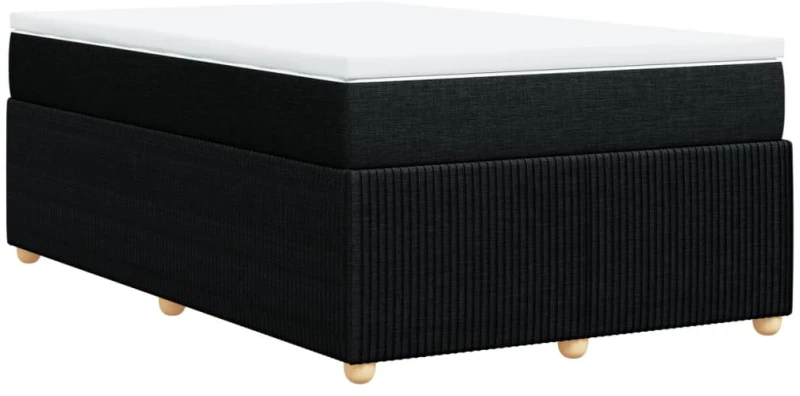vidaXL Κρεβάτι Boxspring με Στρώμα Μαύρο 120x190 εκ. Υφασμάτινο