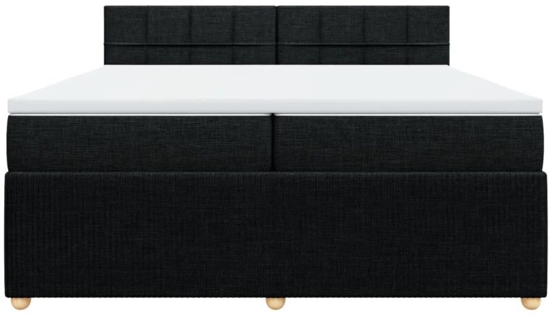 vidaXL Κρεβάτι Boxspring με Στρώμα Μαύρο 200x200 εκ. Υφασμάτινο