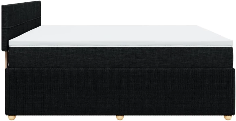 vidaXL Κρεβάτι Boxspring με Στρώμα Μαύρο 200x200 εκ. Υφασμάτινο