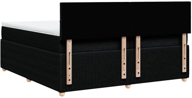vidaXL Κρεβάτι Boxspring με Στρώμα Μαύρο 200x200 εκ. Υφασμάτινο