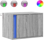 vidaXL Κομοδίνο Επιτοίχιο με Φώτα LED Γκρι Sonoma