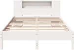 vidaXL Κρεβάτι Βιβλιοθήκη Χωρίς Στρώμα Λευκό 135x190 εκ Μασίφ Πεύκο