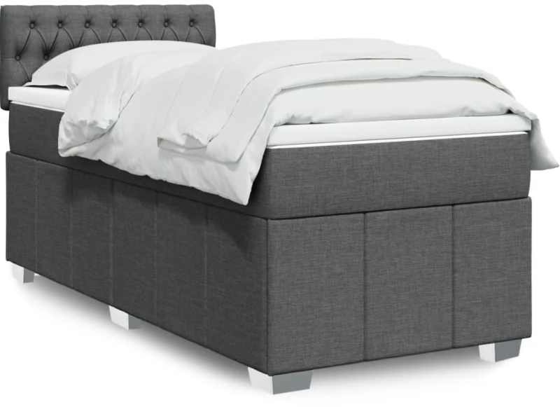 vidaXL Κρεβάτι Boxspring με Στρώμα Σκούρο Γκρι 80x200 εκ. Υφασμάτινο