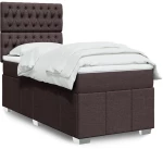 vidaXL Κρεβάτι Boxspring με Στρώμα Σκούρο Καφέ 100x200 εκ. Υφασμάτινο
