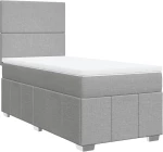 vidaXL Κρεβάτι Boxspring με Στρώμα Ανοιχτό Γκρι 90x190 εκ. Υφασμάτινο