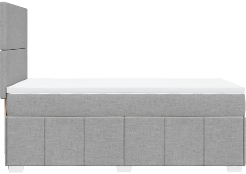vidaXL Κρεβάτι Boxspring με Στρώμα Ανοιχτό Γκρι 90x190 εκ. Υφασμάτινο