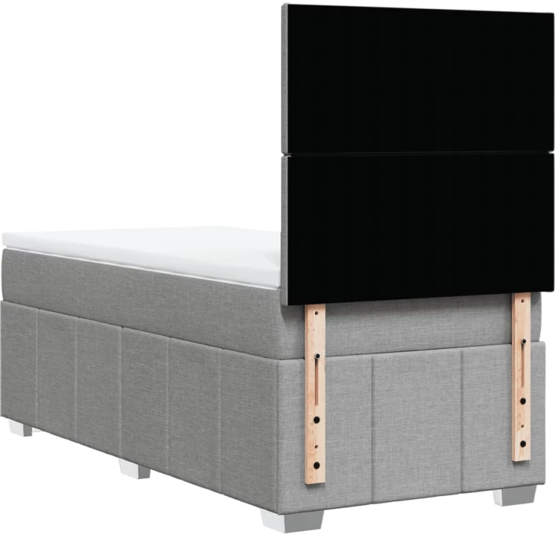 vidaXL Κρεβάτι Boxspring με Στρώμα Ανοιχτό Γκρι 90x190 εκ. Υφασμάτινο