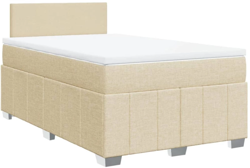 vidaXL Κρεβάτι Boxspring με Στρώμα Κρεμ 120x190 εκ. Υφασμάτινο
