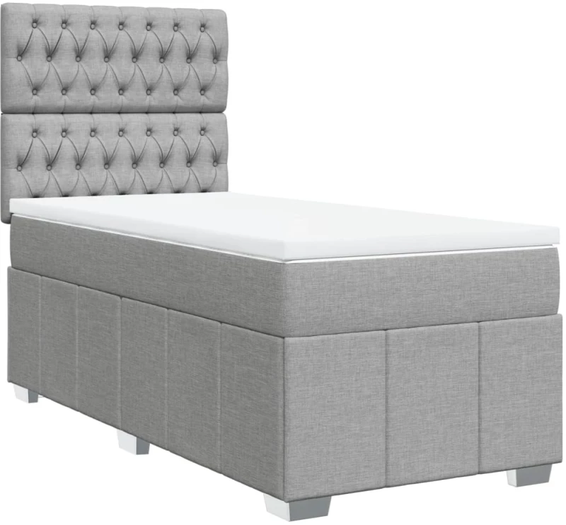 vidaXL Κρεβάτι Boxspring με Στρώμα Ανοιχτό Γκρι 80x200 εκ. Υφασμάτινο