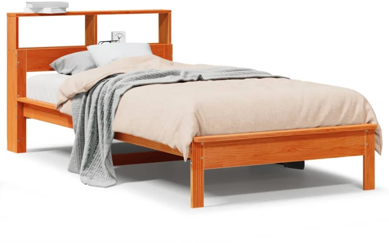 vidaXL Κρεβάτι Βιβλιοθήκη Χωρίς Στρώμα 75x190 εκ Μασίφ Ξύλο Πεύκου