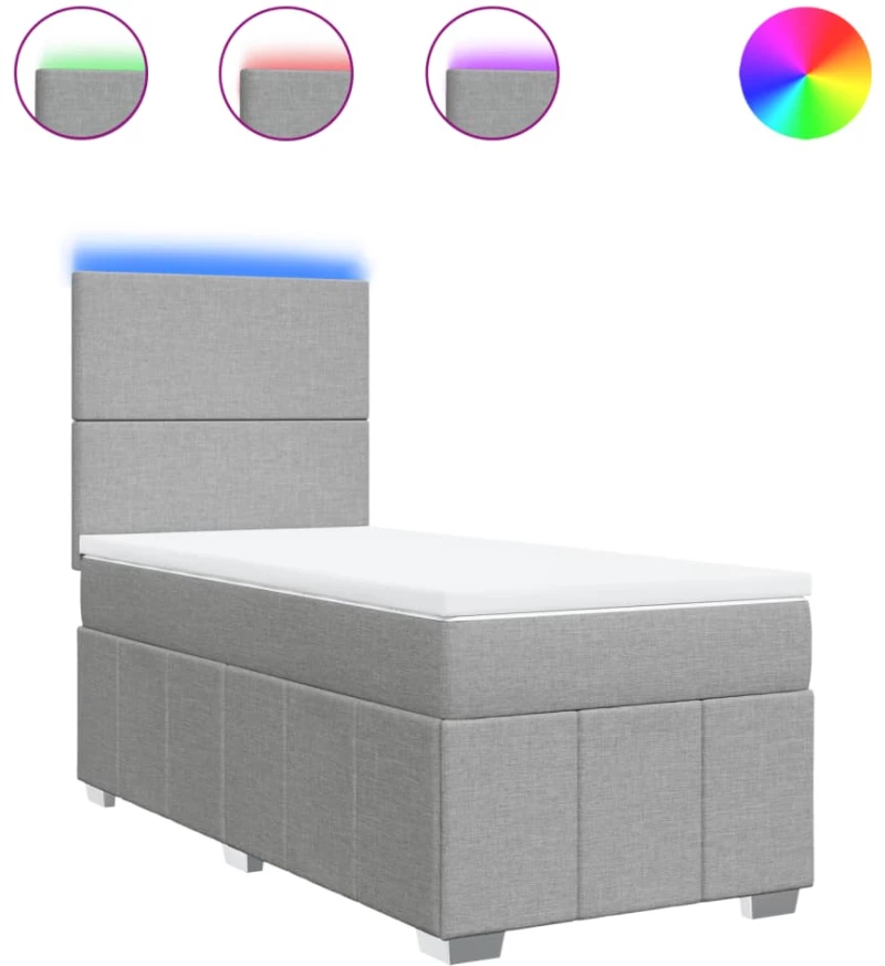 vidaXL Κρεβάτι Boxspring με Στρώμα Ανοιχτό Γκρι 80x200 εκ. Υφασμάτινο