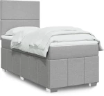 vidaXL Κρεβάτι Boxspring με Στρώμα Ανοιχτό Γκρι 100x200 εκ. Υφασμάτινο