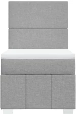 vidaXL Κρεβάτι Boxspring με Στρώμα Ανοιχτό Γκρι 100x200 εκ. Υφασμάτινο
