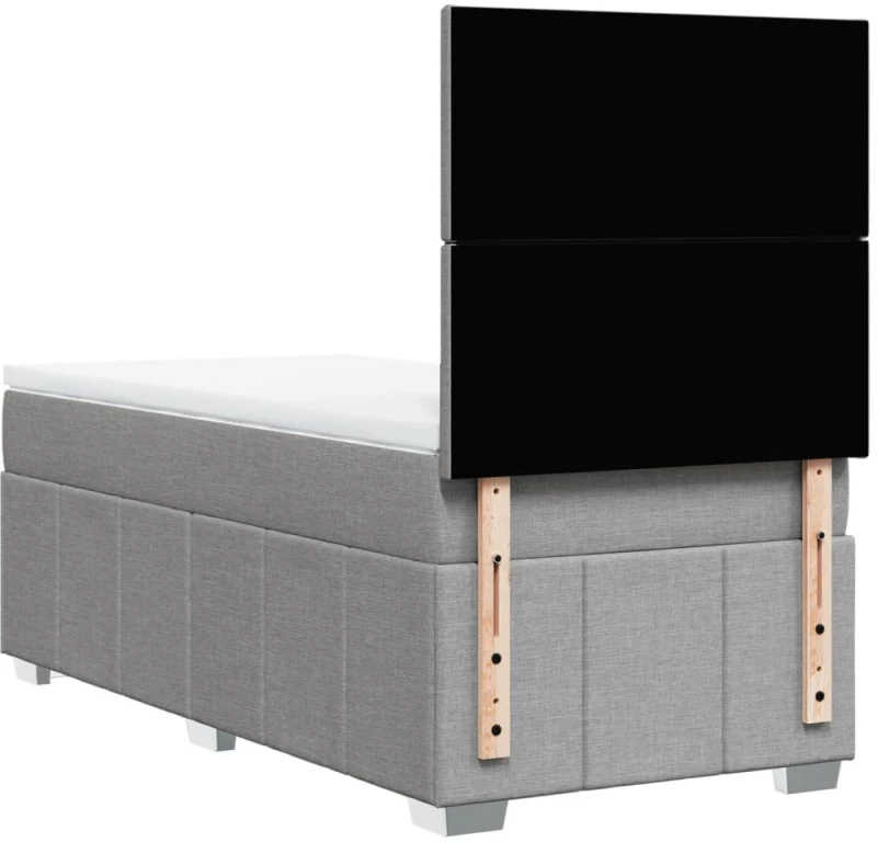 vidaXL Κρεβάτι Boxspring με Στρώμα Ανοιχτό Γκρι 100x200 εκ. Υφασμάτινο