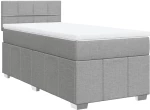 vidaXL Κρεβάτι Boxspring με Στρώμα Ανοιχτό Γκρι 90x190 εκ. Υφασμάτινο