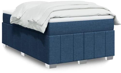 vidaXL Κρεβάτι Boxspring με Στρώμα Μπλε 120x190 εκ. Υφασμάτινο